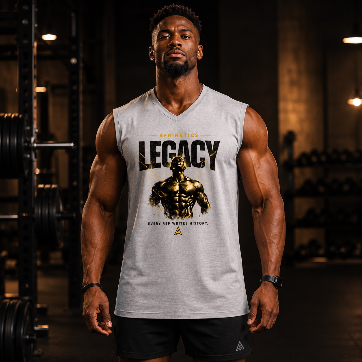 Male athlete wearing Afrinetics Legacy t-shirt